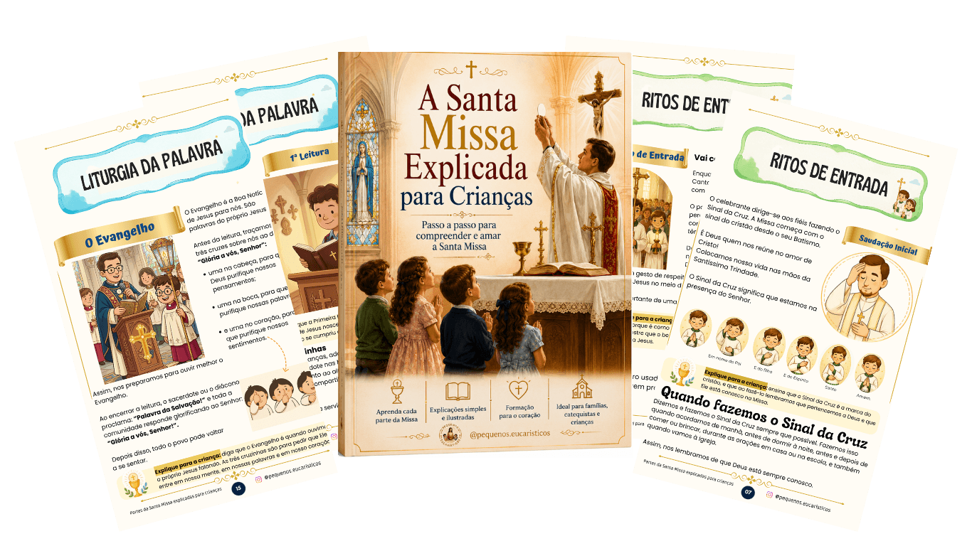 Livro Santa Missa Explicada com páginas internas ilustradas
